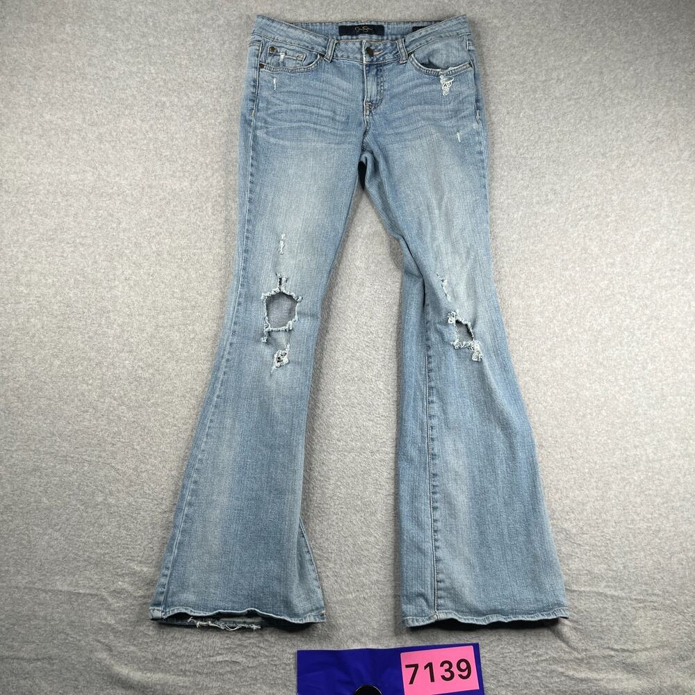 Jessica Simpson Vintage Flare Denim Jeans Distressed Casual Light Wash Womens 29